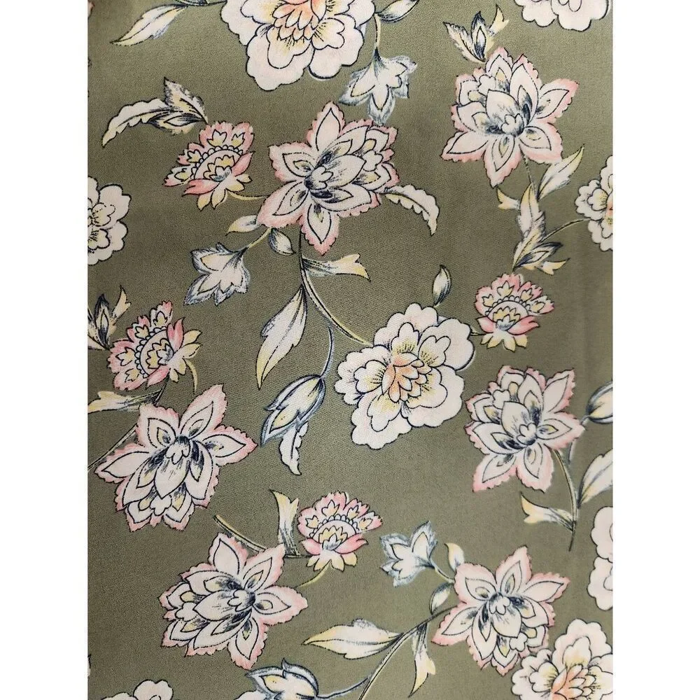 Maurice's Olive Green Floral Pattern Tank/ Blouse size XL (R)